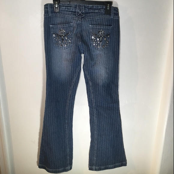 Striped Jean Pants Sizzle Jeans Size 3 Juniors A71 - Picture 2 of 5